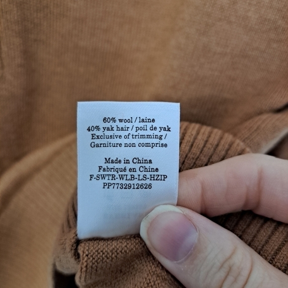 Everlane the luxe merino half zip sweater tawny brown XS NWT - Picture 9 of 9